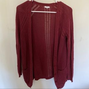 BP Maroon waffle knit cardigan